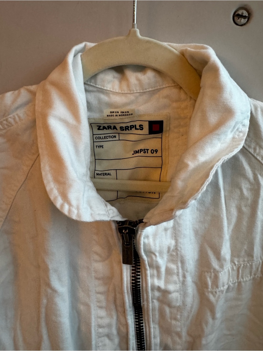 Zara‎ SRPLS Utility Jumpsuit White Zip Front Sz S/M - Picture 8 of 10